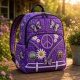 LD16 Quilted Butterfly Hippie Van Backpack