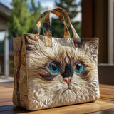 Artisan Tote Bag - White Cat with Striking Blue Eyes