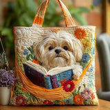 Artisan Shih Tzu Tote with Floral and Literary Design