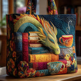 Handcrafted Dragon Reader Tote with Books and Mugs