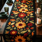 Autumn Sunflower Design Padded Table Runner