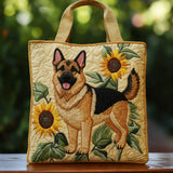 Floral Artisan Tote with German Shepherd Motif