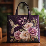 Handcrafted Quilted Bag with Hummingbird and Orchid Design