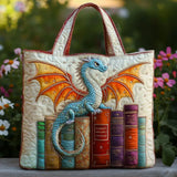 Keeper of Books Emerald Dragon Quilted Tote Bag