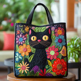 Magical Black Cat Quilted Tote
