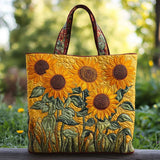 Classic Quilted Bag with Sunflower Embellishments