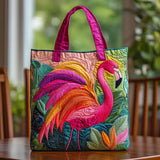 Colorful Flamingo Quilted Tote Bag