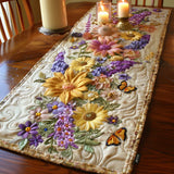 Floral Design Padded Table Runner for Outdoor Use