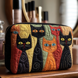 Quilted Cosmetic Bag with Decorative Cat Design - Model NCU0DK10146