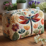 Light Blue Quilted Cosmetic Bag with Dragonfly Design - NCU0PT9339