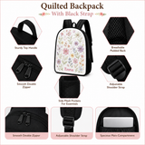 Personalized Hippie Van Quilted Backpack with Black Strap - Model LD07