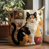 Whimsical Cat-Themed Laundry Basket