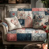Cottage Charm Heart Quilted Sofa Protector - Model NCU0LDH119