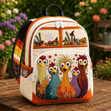 Colorful Chicken Hippie Van Quilted Backpack LD07