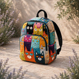 Colorful Cat Collage Quilted Backpack LD17