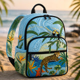 Vintage Floral Quilted Backpack with Triple Zipper Feature - Model LD16