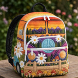 Quilted Ocean Turtle & Shell Backpack with Triple Zipper - Model LD19
