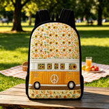 LD01 Quilted Hippie Van Sunflower Backpack with Black Strap