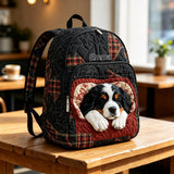 Custom Quilted Backpack Featuring Cute Dog Patch - LV43