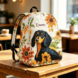 Personalized Dachshund & Sunflower Quilted Backpack LV44