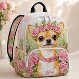 Custom Floral Quilted Chihuahua Backpack - Model TG05