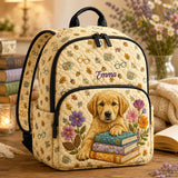 Personalized Quilted Backpack with Golden Retriever Design - Model TG30