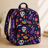 Custom Quilted Backpack Featuring Vibrant Floral Dia de Los Muertos Design - TG60