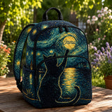 Personalized Starry Night Cat Quilted Backpack TN11