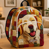 Personalized Golden Retriever Quilted Backpack - Model TN12