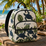 Personalized Quilted Sea Turtle Backpack with Triple Zipper - Model TN21