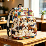 Custom Quilted Backpack Featuring Shih Tzu Patchwork Design - Model TN39