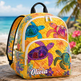Personalized Yellow Tropical Turtle Quilted Backpack - Model TP26