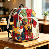 Custom Dachshund Patchwork Quilted Backpack TP32