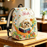 Charming Custom Quilted Backpack with a Reading Shih Tzu Design - TP34
