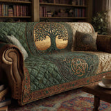 Quilted Sofa Cover in Emerald Forest Roots - Model NCU0NXD1238