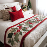 Quilted Bed Runner with Festive Tree Design - NCU0PT9036