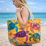 Artisan Beach Tote | Coral Turtle Dreams