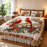 Cardinal Love in Dance 3-Piece Quilted Bedding Set