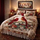 Cardinal Love in Dance 3-Piece Quilted Bedding Set