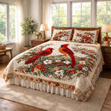 Cardinal Love in Dance 3-Piece Quilted Bedding Set