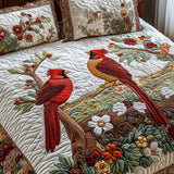 Cardinal Love in Dance 3-Piece Quilted Bedding Set