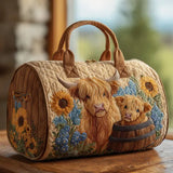 Highland Cow Quilted Travel Tote
