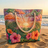 Artisan Beach Tote | Tropical Sunrise Design
