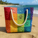 Artisan Beach Tote Featuring Footprint Appliqué