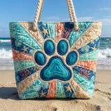 Artisan Beach Tote Featuring Footprint Motif