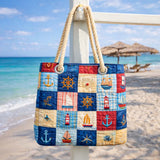 Artisan-Made Beach Tote | Nautical Patchwork Design