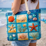 Artisan Beach Tote Adorned with Coastal Shells