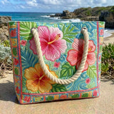 Tropical Floral Pattern Handmade Beach Tote