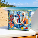 Artisan Beach Bag Featuring Nautical Anchor Design
