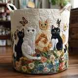 Artisan Laundry Basket Featuring Garden Cats Design